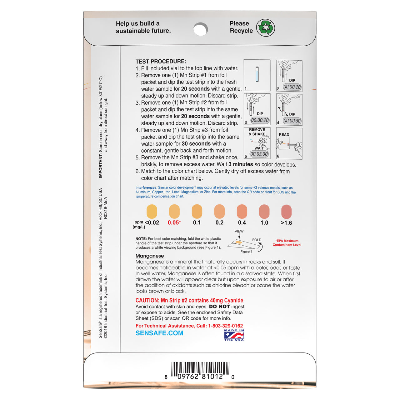 SenSafe® Manganese Check – 12 Tests | 481012