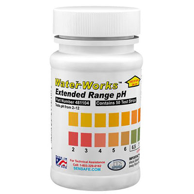WaterWorks™ Extended Range pH Test Strips – Bottle of 50 tests | 481104