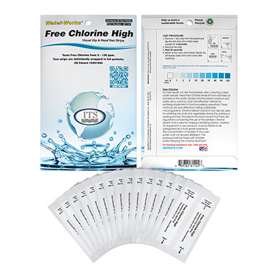 Waterworks Free Chlorine High Range Test Strips, 30 test packets | 481122