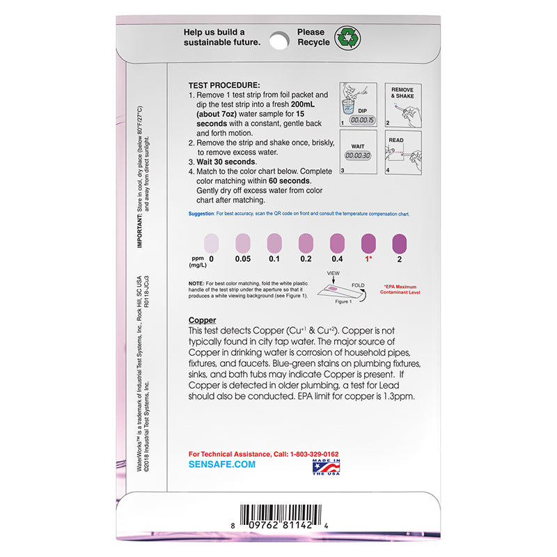 SenSafe® Copper (John’s) Test Strips – 30 foils packets | 481142