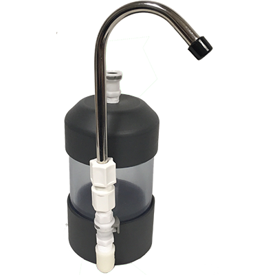Single Short Chamber Modular Mini-softener with resin or empty (includes tubing and faucet) | PW-2005M