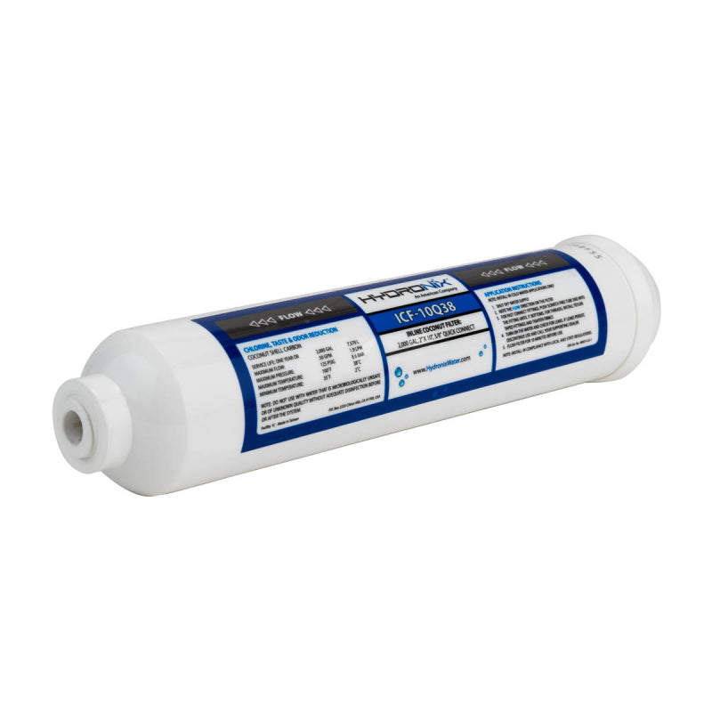 HYDRONIX INLINE CALCITE INLINE FILTER 3”X10”,  3/8" QUICK CONNECT - ICF-CAL10Q38