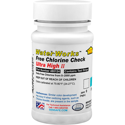 WaterWorks Free Chlorine &#8211; Ultra High II &#8211; Bottle of 50 test strips | ITS-480124