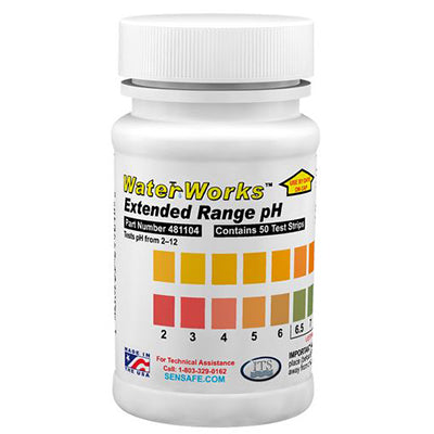WaterWorks™ Extended Range pH Test Strips &#8211; Bottle of 50 tests | 481104