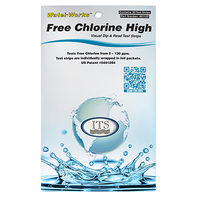 Waterworks Free Chlorine High Range Test Strips, 30 test packets | 481122
