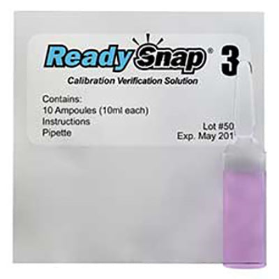 ReadySnap® 3 Calibration Verification Solution Pack of 10 glass ampoules containing 10 mL | 480903